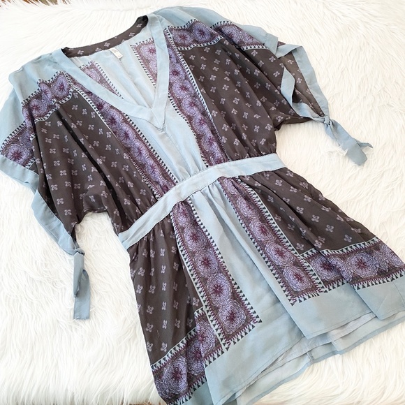 Free People Tops - Free People Blue Purple Floral Tunic Dress